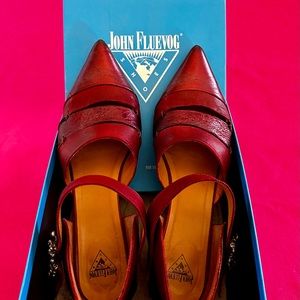 Fluevog Alison-Truth Shoes in Garnet Red, Size 9